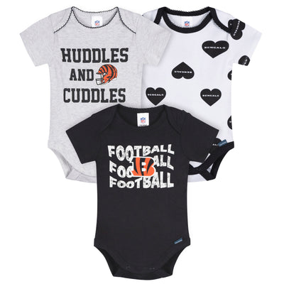 3-Pack Baby Girls Cincinatti Bengals Bodysuit Set-Gerber Childrenswear Wholesale
