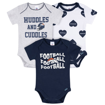 3-Pack Baby Girls Denver Broncos Bodysuit Set-Gerber Childrenswear Wholesale