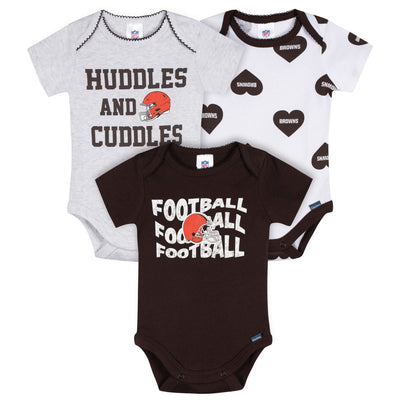 3-Pack Baby Girls Cleveland Browns Bodysuit Set-Gerber Childrenswear Wholesale