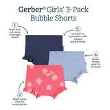 3-Pack Baby Girls Coral Floral Bubble Shorts-Gerber Childrenswear Wholesale