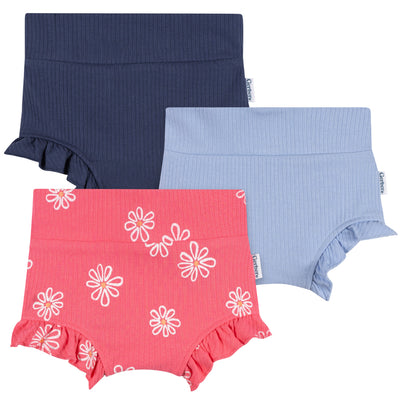 3-Pack Baby Girls Coral Floral Bubble Shorts-Gerber Childrenswear Wholesale
