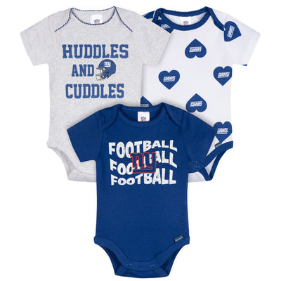 3-Pack Baby Girls New York Giants Bodysuit Set-Gerber Childrenswear Wholesale