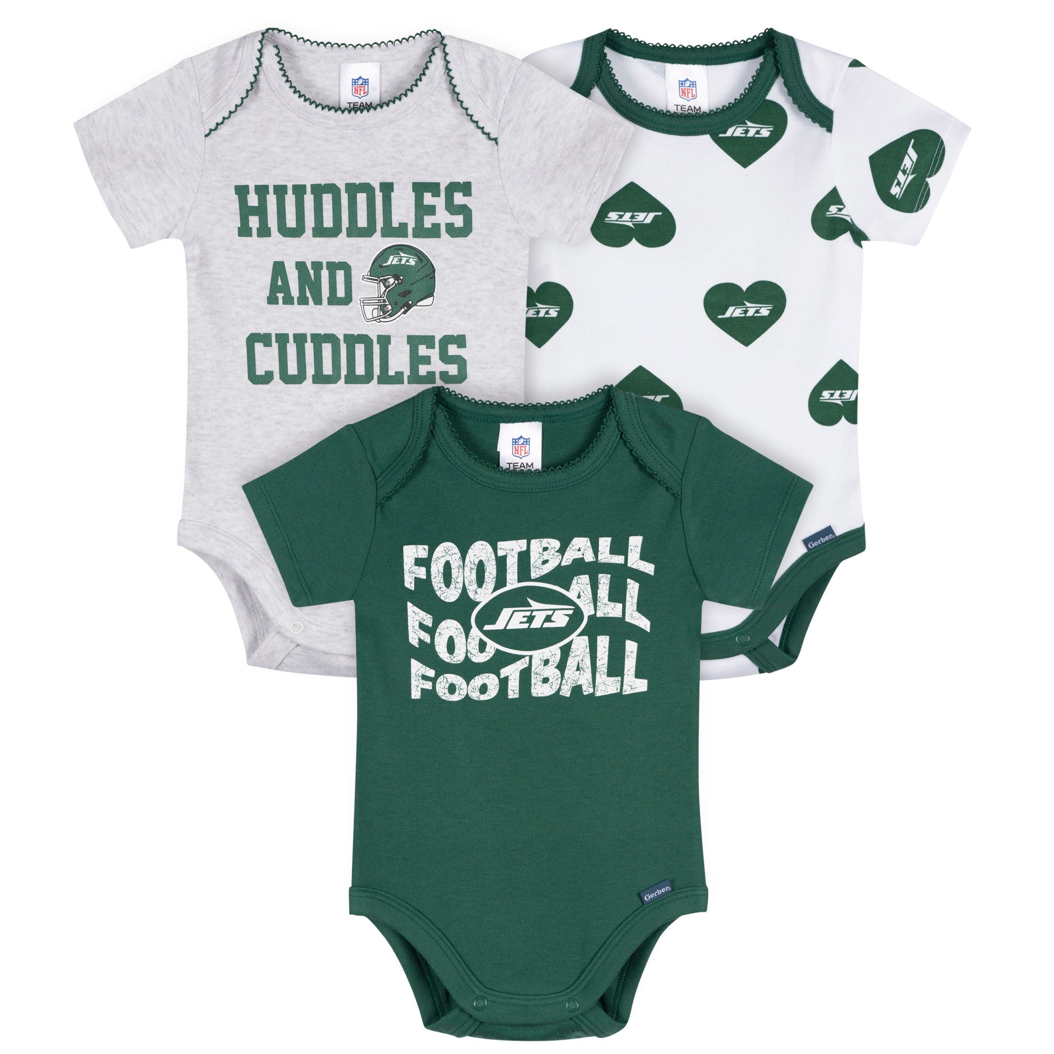 3-Pack Baby Girls New York Jets Bodysuit Set-Gerber Childrenswear Wholesale