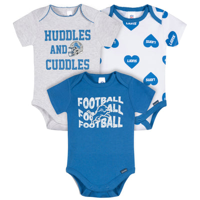 3-Pack Baby Girls Detroit Lions Bodysuit Set-Gerber Childrenswear Wholesale