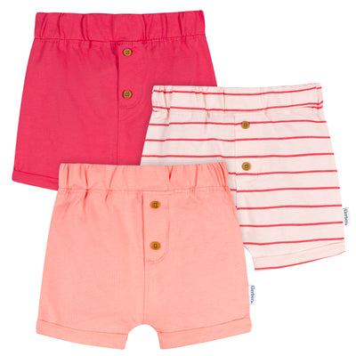 3-Pack Baby Girls Pink Shorts-Gerber Childrenswear Wholesale