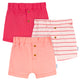 3-Pack Baby Girls Pink Shorts-Gerber Childrenswear Wholesale