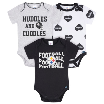 3-Pack Baby Girls Pittsburgh Steelers Bodysuit Set-Gerber Childrenswear Wholesale