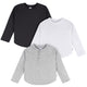 3-Pack Infant & Toddler Boys Black/White/Grey Long Sleeve Shirts-Gerber Childrenswear Wholesale