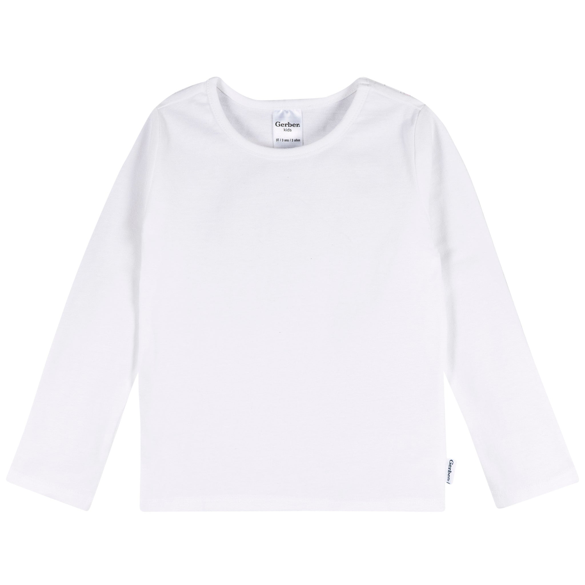 3-Pack Infant & Toddler Girls Black/White/Grey Long Sleeve Shirts-Gerber Childrenswear Wholesale