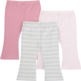 3-Pack Infant & Toddler Girls Gray and Pink Textured Flare Leggings-Gerber Childrenswear Wholesale