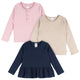3-Pack Infant & Toddler Girls Navy/Oatmeal/Violet Long Sleeve Shirts-Gerber Childrenswear Wholesale