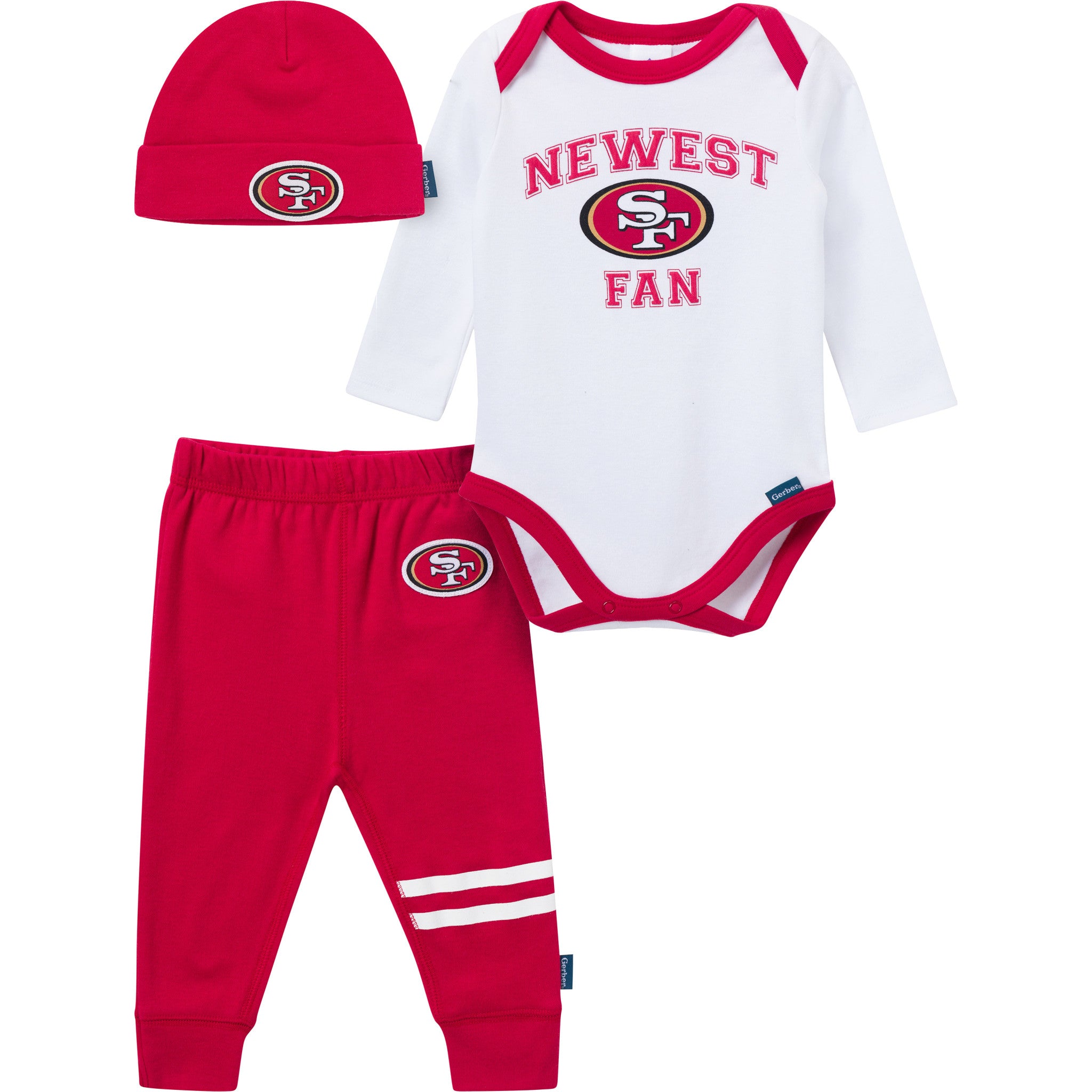 3-Piece Baby Boys 49ers Onesies® Bodysuit, Active Pant and Cap-Gerber Childrenswear Wholesale