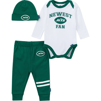3-Piece Baby Boys New York Jets Bodysuit, Active Pant and Cap-Gerber Childrenswear Wholesale