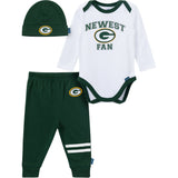 3-Piece Baby Boys Green Bay Packers Bodysuit, Active Pant and Cap-Gerber Childrenswear Wholesale