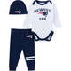 3-Piece Baby Boys New England Patriots Bodysuit, Active Pant and Cap-Gerber Childrenswear Wholesale