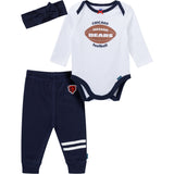3-Piece Baby Girls Chicago Bears Bodysuit, Pants & Headband Set-Gerber Childrenswear Wholesale