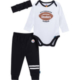3-Piece Baby Girls Pittsburgh Steelers Bodysuit, Pants & Headband Set-Gerber Childrenswear Wholesale