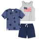 3-Piece Baby & Toddler Boys Stars & Stripes T-Shirts & Shorts-Gerber Childrenswear Wholesale