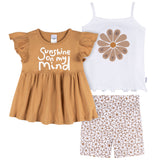3-Piece Infant & Toddler Girls Daisy Sunshine T-Shirts & Shorts-Gerber Childrenswear Wholesale