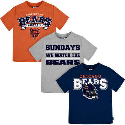3-Pack Infant & Toddler Neutral Chicago Bears T-Shirts-Gerber Childrenswear Wholesale