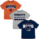 3-Pack Infant & Toddler Neutral Chicago Bears T-Shirts-Gerber Childrenswear Wholesale