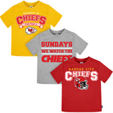 3-Pack Infant & Toddler Neutral Kansas City Chiefs T-Shirts-Gerber Childrenswear Wholesale