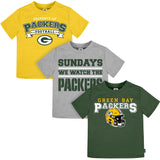 3-Pack Infant & Toddler Neutral Green Bay Packers T-Shirts-Gerber Childrenswear Wholesale