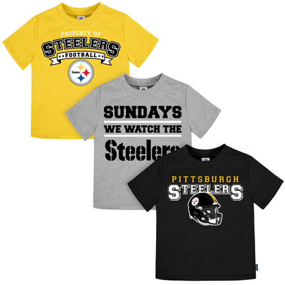 3-Pack Infant & Toddler Neutral Pittsburgh Steelers T-Shirts-Gerber Childrenswear Wholesale