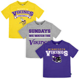 3-Pack Infant & Toddler Neutral Minnesota Vikings T-Shirts-Gerber Childrenswear Wholesale
