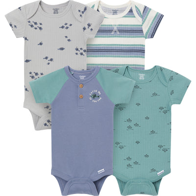 4-Pack Baby Boys Catch Me Fishing Short Sleeve Bodysuits-Gerber Childrenswear Wholesale