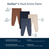 4-Pack Baby Boys Vintage Indigo Active Pants-Gerber Childrenswear Wholesale