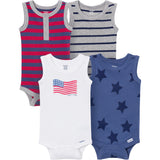 4-Pack Baby Boys Stars & Stripes Sleeveless Bodysuits-Gerber Childrenswear Wholesale