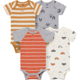 4-Pack Baby Boys Trucks & Dogs Short Sleeve Bodysuits-Gerber Childrenswear Wholesale