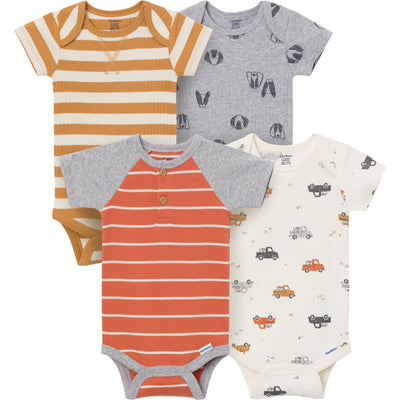 4-Pack Baby Boys Trucks & Dogs Short Sleeve Bodysuits-Gerber Childrenswear Wholesale