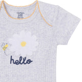 4-Pack Baby Girls Bee Flower Garden Short Sleeve Bodysuits-Gerber Childrenswear Wholesale
