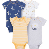 4-Pack Baby Girls Bee Flower Garden Short Sleeve Bodysuits-Gerber Childrenswear Wholesale
