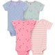 4-Pack Baby Girls Ladybug Pink Short Sleeve Bodysuits-Gerber Childrenswear Wholesale