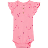4-Pack Baby Girls Ladybug Pink Short Sleeve Bodysuits-Gerber Childrenswear Wholesale