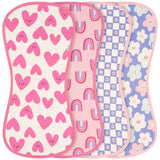 4-Piece Baby Girls Pink/Purple Burpcloth-Gerber Childrenswear Wholesale