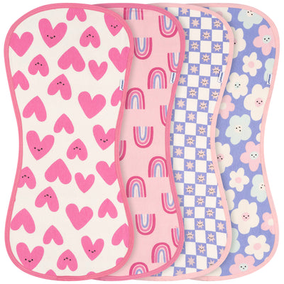 4-Piece Baby Girls Pink/Purple Burpcloth-Gerber Childrenswear Wholesale