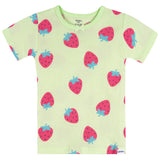 4-Piece Infant & Toddler Girls Pink and Green Strawberries Cotton Pajama Short Set-Gerber Childrenswear Wholesale