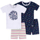 4-Piece Infant & Toddler Neutral Blue Naptime Cotton Pajama Short Set-Gerber Childrenswear Wholesale