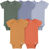 5-Pack Baby Boys Cozy Neutral Short Sleeve Bodysuits-Gerber Childrenswear Wholesale