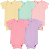 5-Pack Baby Girls Pastels Short Sleeve Bodysuits-Gerber Childrenswear Wholesale