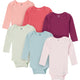 6-Pack Baby Girls Pink, Purple and Green Long Sleeve Bodysuits-Gerber Childrenswear Wholesale