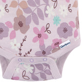 Baby Girls Purple Floral Short Sleeve Onesies Bodysuit-Gerber Childrenswear Wholesale