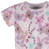 Baby Girls Purple Floral Short Sleeve Onesies Bodysuit-Gerber Childrenswear Wholesale