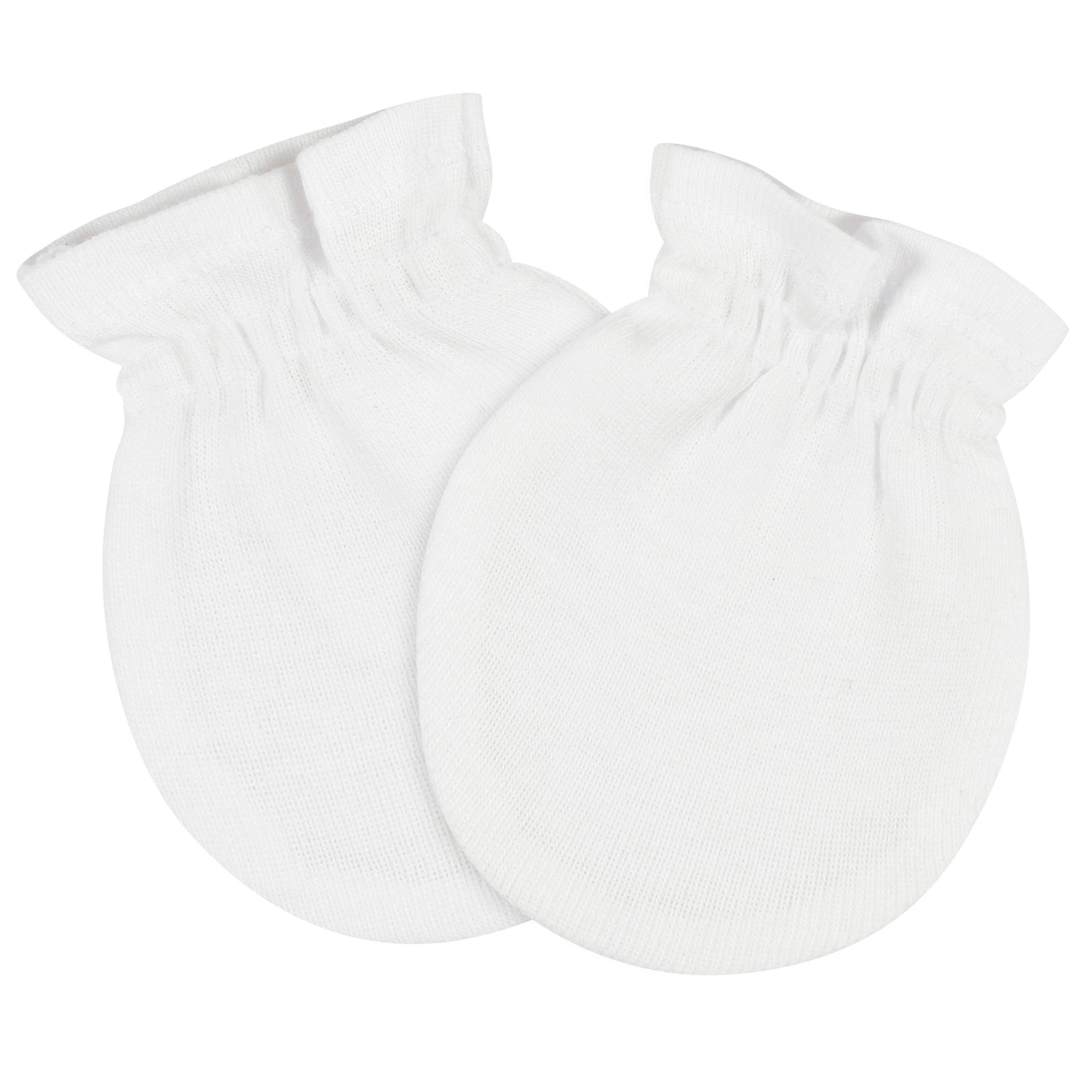 3-Pack Baby Neutral White No Scratch Mittens-Gerber Childrenswear Wholesale