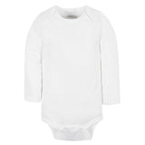 4-Pack Baby Neutral White Long Sleeve Bodysuits-Gerber Childrenswear Wholesale