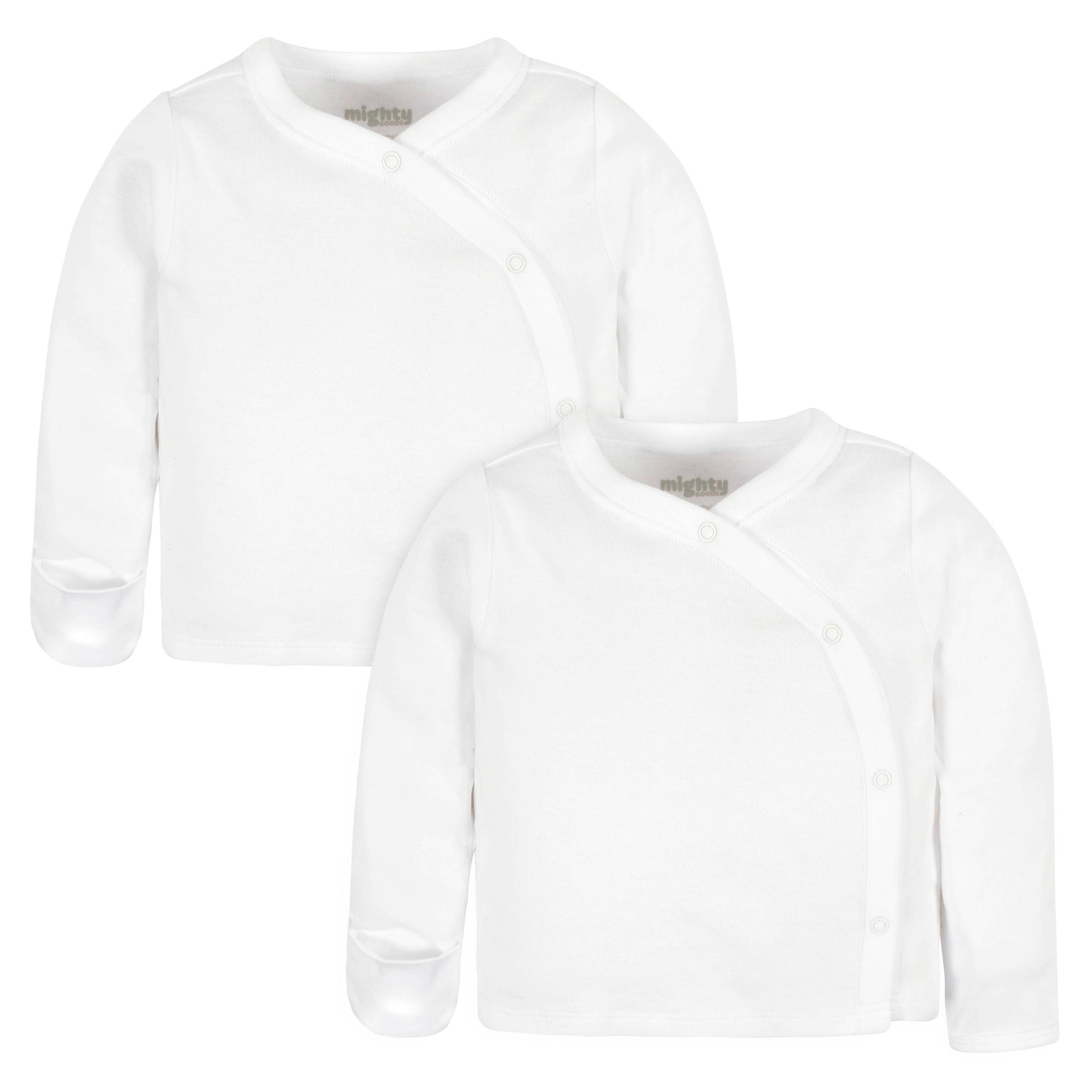 2-Pack Baby Neutral White Long Sleeve Side Snap Tee-Gerber Childrenswear Wholesale